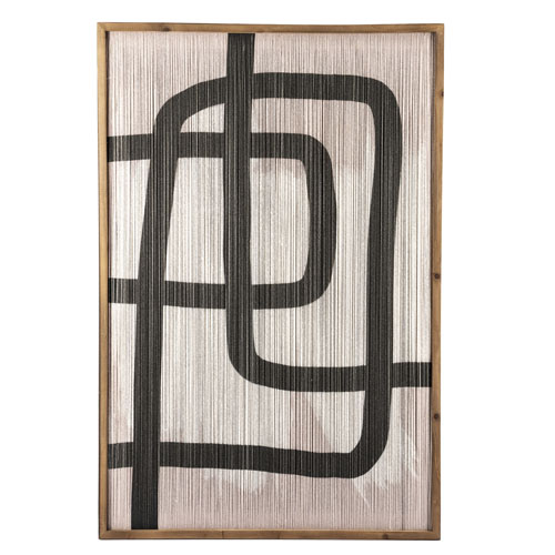 By-Boo wanddecoratie Yoko met houten frame, gespannen touw en organische print.