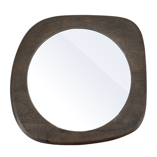 Organische vorm spiegel met bruine houten lijst van By-Boo.