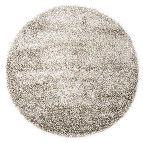 Rond beige vloerkleed diameter 200cm met hoge glanzende poling genaamd Dolce van By-Boo.